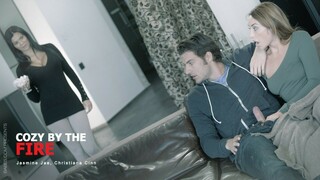 Fireplace Frenzy with Tattooed Beauties Christiana and Jasmine - sex videos online YAY.PORN