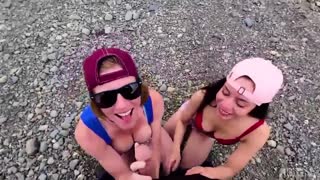 Blonde & Brunette Threesome - Lana Mars & AKGingersnaps Outdoor Sex - sex videos online YAY.PORN