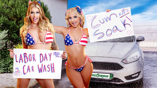 Naughty Car Wash Duo - Spanking & Cum on Tits - sex videos online YAY.PORN